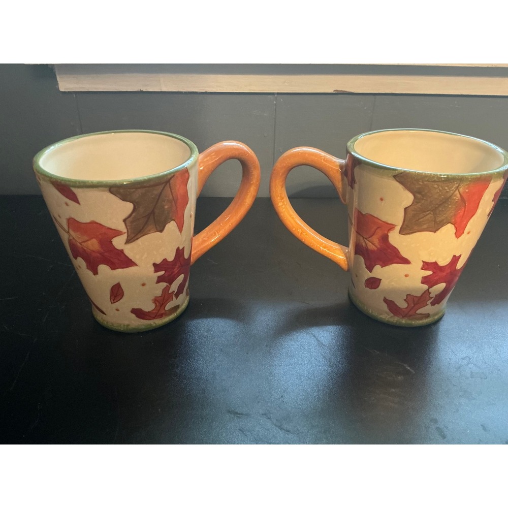 Bella Casa by Ganz Autumn Leaves Ceramic Mugs Set of 2 BC14333 Fall Decor